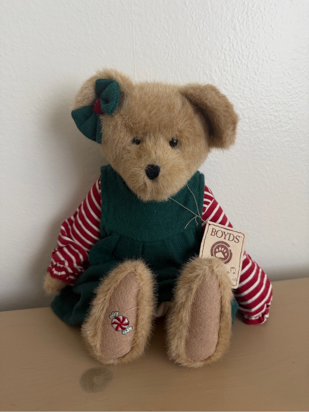 Boyds Bears “Speara Mintly” Teddy in Green Dress